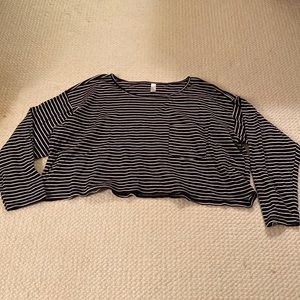 American Apparel Cropped Long Sleeve Stripped Crop Top